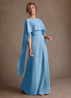 Azazie Marilla 신부의 어머니 드레스 A라인 주름진 쉬폰 플로어 길이 드레스 image2