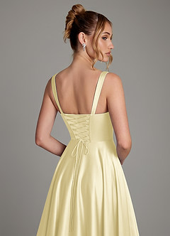 Azazie Azaria Brautjungfernkleider A-Linie Korsett Stretch-Satin Kleid Zitronensorbet image2