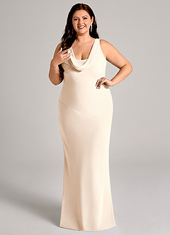 Azazie Rylina Bridesmaid Dresses White Alabaster Mermaid Pleated Chiffon Dress image10