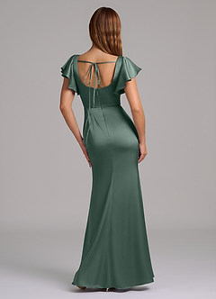 Azazie Elkie 신부 들러리 드레스 인어 스퀘어 네크라인 스트레치 새틴 바닥 길이 드레스 image2