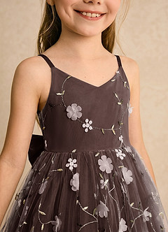 Azazie Junebug Flower Girl Dresses Ganache Ball-Gown Spaghetti Strap Tulle Dress image6