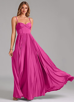Azazie Akiko Bridesmaid Dresses Fuchsia A-Line Sweetheart Neckline Stretch Satin Dress image5