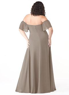 Azazie Sue Vestidos de damas de honor Vestido de Gris Pardo de Gasa de Corte en A Convertible con Vestidos sin tirantes image8