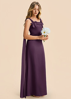 Azazie Chelsea Junior Plum Sheath Pleated Stretch Satin Dress image6