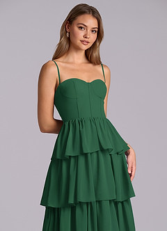 Azazie Faye Bridesmaid Dresses Dark Green A-Line Sweetheart Neckline Chiffon Dress image2
