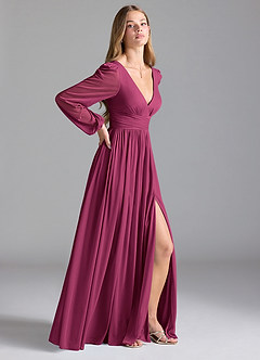 Azazie Norah Bridesmaid Dresses Mulberry A-Line Mesh Dress image5