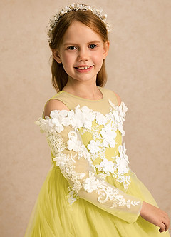 Azazie Lilah Flower Girl Klänningar Klänning A-linje i Tyll Spets image6