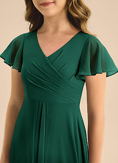 Azazie Induh Junior Emerald A-Line Pleated Chiffon Dress image5