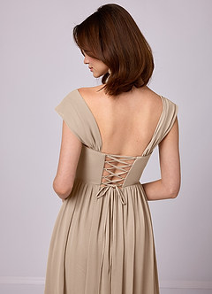 Barbie ♥ Azazie Bridesmaid Dresses Taupe A-Line Corset Chiffon Dress image7