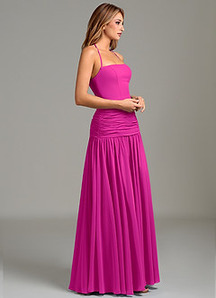 Azazie Vashti Bridesmaid Dresses Fuchsia A-Line Chiffon Dress image3