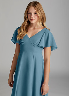 Azazie Kimber Junior Bermuda A-Line Pleated Chiffon Dress image6