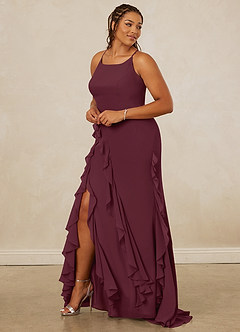 Christian Siriano Bridal for Azazie 1006 Bridesmaid Dresses Cabernet Mermaid Ruched Chiffon Dress image11
