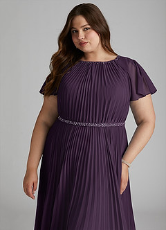 Azazie Kara Modest Bridesmaid Dresses A-Line Pleated Chiffon Floor-Length Dress image6