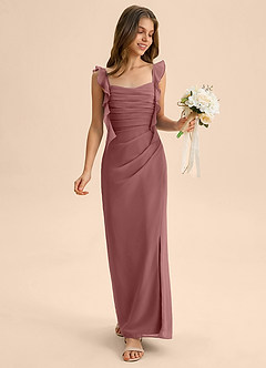 Azazie Jessamine Junior Desert Rose Mermaid Sweetheart Neckline Chiffon Dress image3