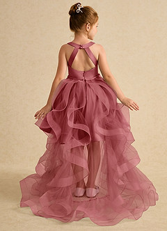 Azazie Julietta Robe Demoiselle D'honneur Fillette Robe Princesse en Tulle Convertible Antique Rose image1
