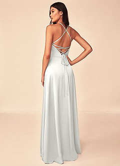 Azazie Mei Abiti da Damigella Abito A-Line in Raso Elasticizzato con Scollo a V Bianco image2