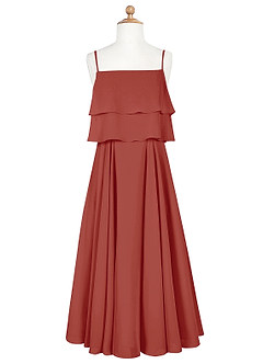 Azazie Ensley Junior Terracotta A-Line Pleated Chiffon Dress image7
