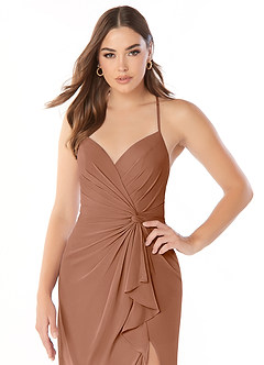 Azazie Aribella Vestidos de damas de honor Vestido de Bronceador de Gasa de Corte Recto con Volante image5