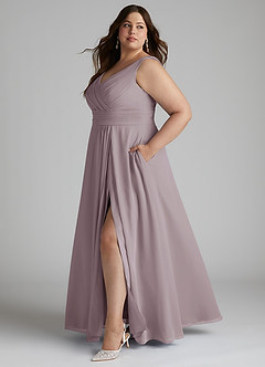 Azazie Karina Bridesmaid Dresses Dusk A-Line Pleated Chiffon Dress image7