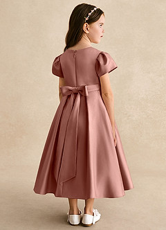 Azazie Princess Flower Girl Dresses Cedar Rose A-Line Pleated Matte Satin Dress image2