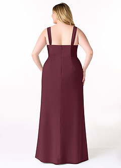 Azazie Denice Bridesmaid Dresses Cabernet Sheath Pleated Chiffon Dress image10