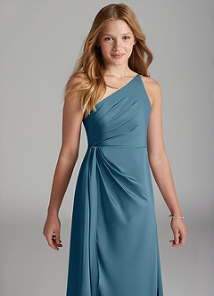 Azazie Mika Junior Robe Trapèze en Satin extensible Plissée Bermude image4