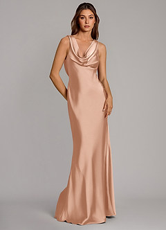 Azazie Cheryl Robes de demoiselle d'honneur Robe Sirène en Satin extensible Or Rose image5