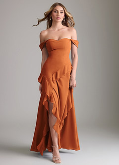 Azazie Sloane Bridesmaid Dresses Cinnamon A-Line Sweetheart Neckline Chiffon Dress image5