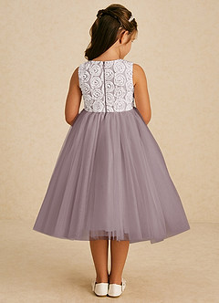 Azazie Missy Flower Girl Dresses Ivory Dusk A-Line Sleeveless Tulle Dress image5