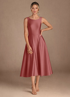 Azazie Fulton Moeder van de bruid jurken A-Lijn Jurk van Stretch Satijn Geplooid Antieke Roos image4