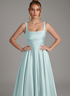 Azazie Azaria Bridesmaid Dresses Mist A-Line Corset Stretch Satin Dress image6