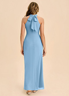 Azazie Doretta Junior Robe Fourreau en Mousseline de soie Plissée Acier Bleuté image2