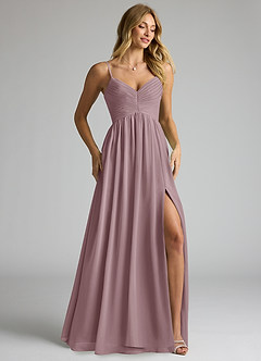 Azazie Alia Bridesmaid Dresses Dusty Rose A-Line Pleated Chiffon Dress image2