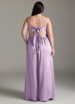 Azazie Zeya Bridesmaid Dresses Frosted Lilac A-Line Pleated Stretch Satin Dress image10