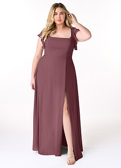 Azazie Bondi Bridesmaid Dresses Sangria A-Line Ruffled Chiffon Dress image7