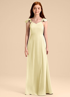 Azazie Everett Junior Klä av A-Line i Stretch Satin Rosett image6