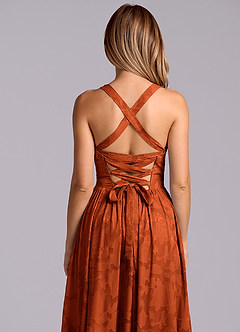Azazie Francis Robes de demoiselle d'honneur Robe Trapèze en Blumen-Burnout Corset Paprika image8
