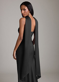 Azazie Saylor Vestidos de damas de honor Vestido de Negro de Satén Elástico de Corte Sirena con Sin tirantes image7