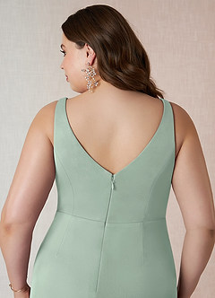Azazie Leandra Bridesmaid Dresses Agave Mermaid V-Neck Pleated Mesh Dress image13