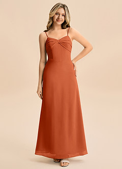 Azazie Jordyn Junior Burnt Orange A-Line Sweetheart Neckline Chiffon Dress image3