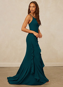 Christian Siriano Bridal for Azazie 1006 Bridesmaid Dresses Pine Mermaid Ruched Chiffon Dress image5