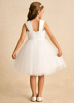 Azazie Dimple Flower Girl Dresses Ivory Rosette Ball-Gown Lace Tulle Dress image6