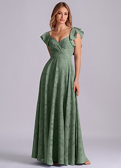 Azazie Leilani Bridesmaid Dresses Matcha A-Line Sweetheart Neckline Floral Burnout Dress image3
