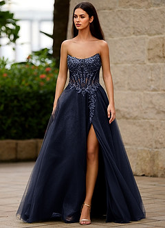 Brilliance Navy Glitter Prom Dress image4