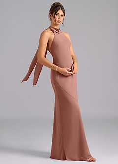 Azazie Velli Robes de demoiselle d'honneur Robe Sirène en Mousseline de soie Arc Rose De Cèdre image3
