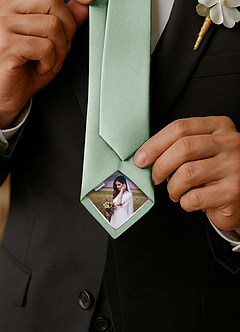 front Matte Satin Custom Photo Tie –  Matching Fabric Personalized Ties