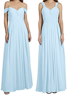 Azazie Kaitlynn Bridesmaid Dresses Sky Blue Empire Ruched Chiffon Convertible Dress image8