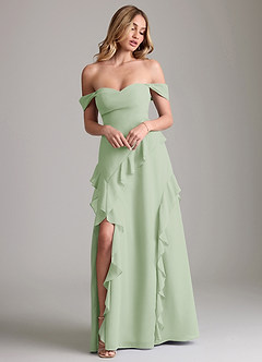 Azazie Sloane Bridesmaid Dresses Dusty Sage A-Line Sweetheart Neckline Chiffon Dress image4