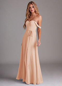 Azazie Aaron Jurken voor bruidsmeisjes Converteerbaar Jurk van Chiffon met A-Lijn Off the Shoulder Engelse Roos image5