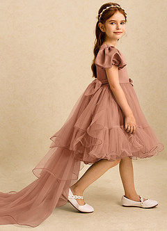Azazie Cocoa vestidos de niña de las flores Vestido de Bronceador de Tul de Princesa con Plisado image4